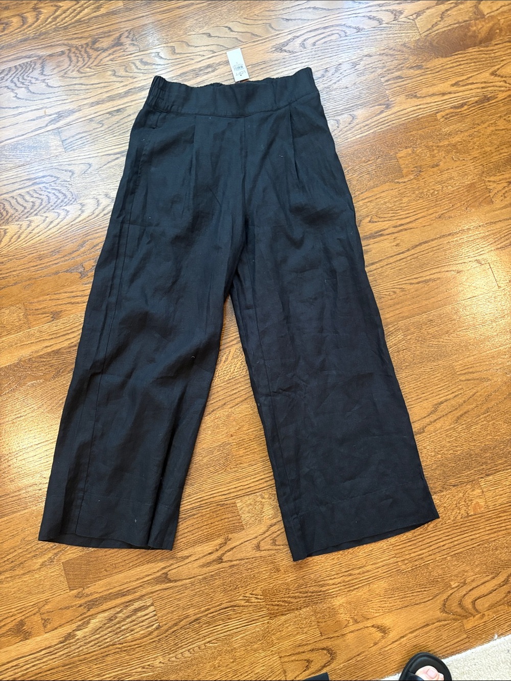 Loft Beach Wide-Leg Black Crop Pants - Women's NWT